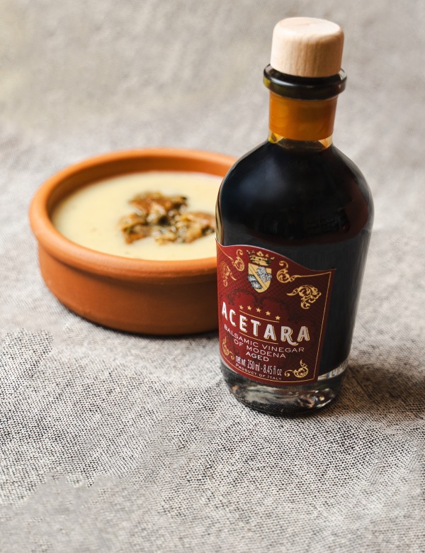 Crema di topinambur e funghi con Aceto Balsamico di Modena IGP Acetara 5 stelle invecchiato NeroModena - Acetara